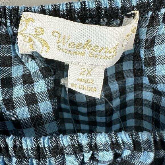 Weekend Susan Betro Smocked Empire Plaid Cami Plus Size 2X - Picture 8 of 8